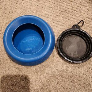 Kurgo Splash Free Wander Dog Water Bowl AND collapsing food bowl